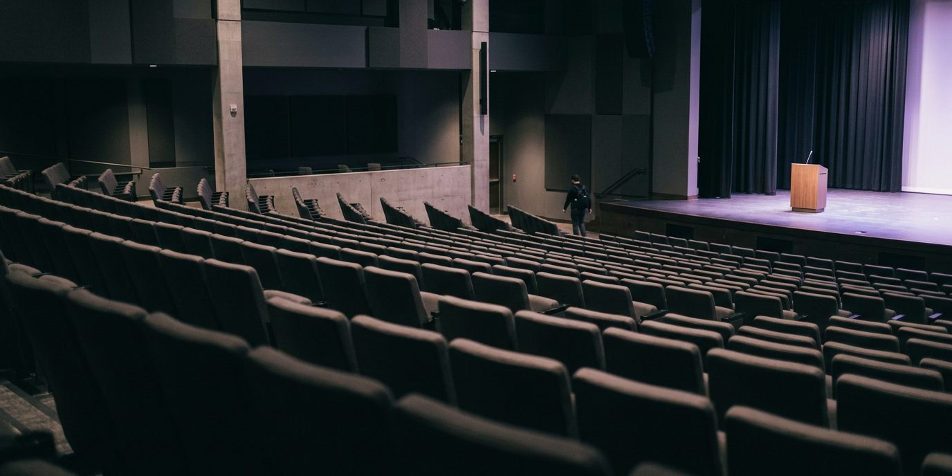 An auditorium before an audience arrives